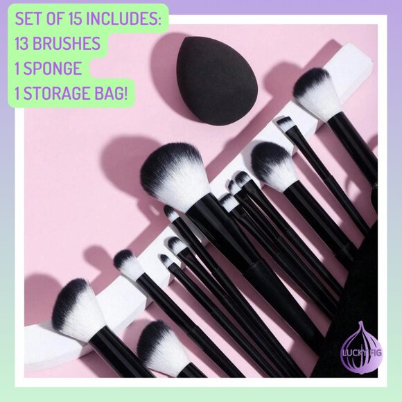 MAKE UP BRUSH SET - 15 PIECES - SHIPS QUICKLY - Picture 3 of 7